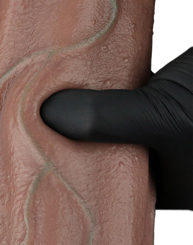 LoveToy - Dubbellaags Siliconen Dildo XXL - Lengte 33 cm - Diameter 7.6 cm - Bruin-Erotiekvoordeel.nl