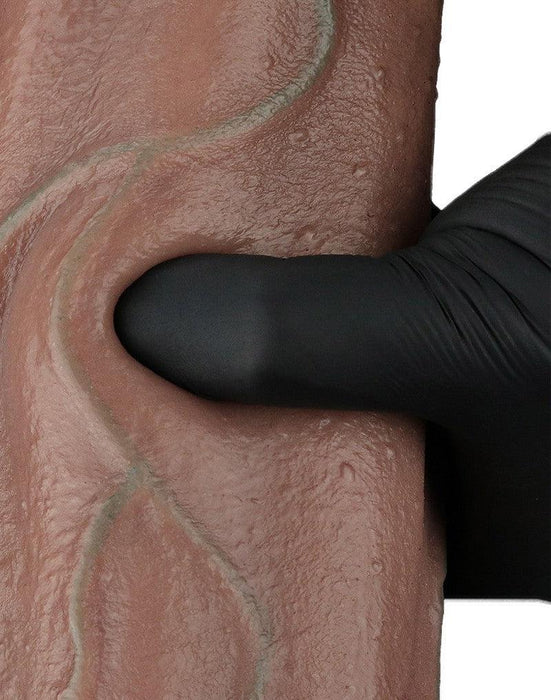 LoveToy - Dubbellaags Siliconen Dildo XXL - Lengte 33 cm - Diameter 7.6 cm - Bruin-Erotiekvoordeel.nl