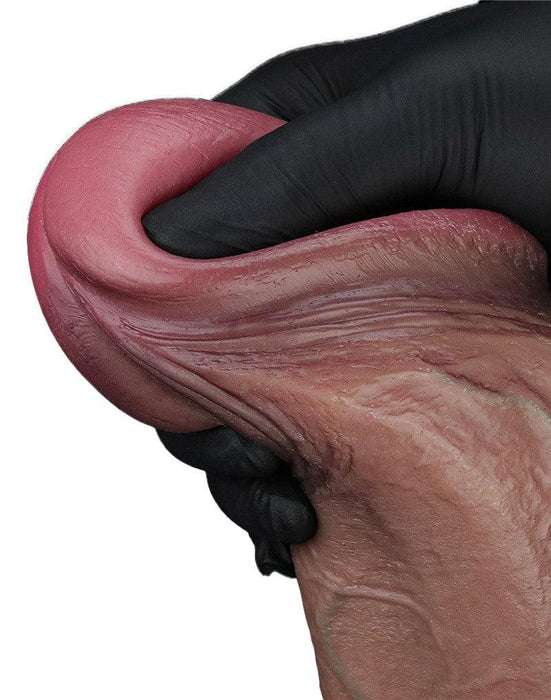 LoveToy - Dubbellaags Siliconen Dildo XXL - Lengte 33 cm - Diameter 7.6 cm - Bruin-Erotiekvoordeel.nl