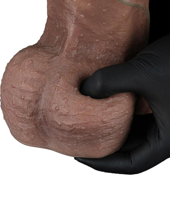 LoveToy - Dubbellaags Siliconen Dildo XXL - Lengte 33 cm - Diameter 7.6 cm - Bruin-Erotiekvoordeel.nl