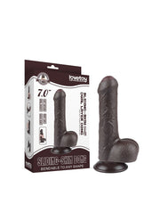 LoveToy - Dubbellaags Sliding Skin Dildo - 18,3 cm x Ø 3,5 cm - Bruin-Laced-up.nl