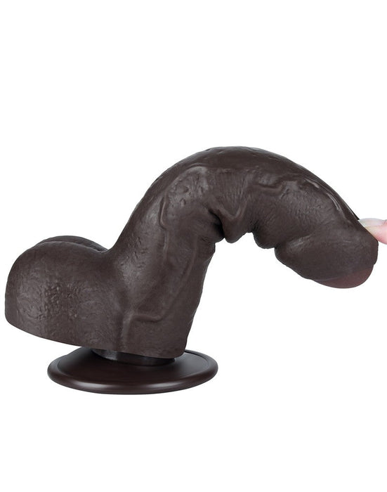 LoveToy - Dubbellaags Sliding Skin Dildo - 18,3 cm x Ø 3,5 cm - Bruin-Laced-up.nl