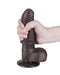 LoveToy - Dubbellaags Sliding Skin Dildo - 18,3 cm x Ø 3,5 cm - Bruin-Laced-up.nl
