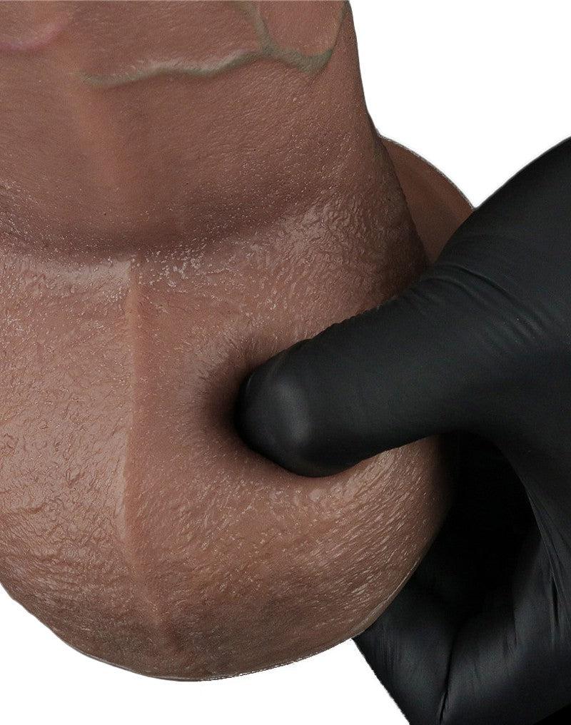 LoveToy - Doppellagiger Silikon-Dildo XXL - Länge 24,6 cm - Durchmesser 7 cm - Braun-Laced-up.nl