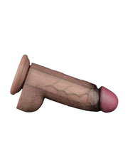 LoveToy - Doppellagiger Silikon-Dildo XXL - Länge 24,6 cm - Durchmesser 7 cm - Braun-Laced-up.nl