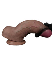 LoveToy - Doppelschichtiger Silikon-Dildo XXL - Länge 24,6 cm - Durchmesser 7 cm - Braun-Laced-up.nl