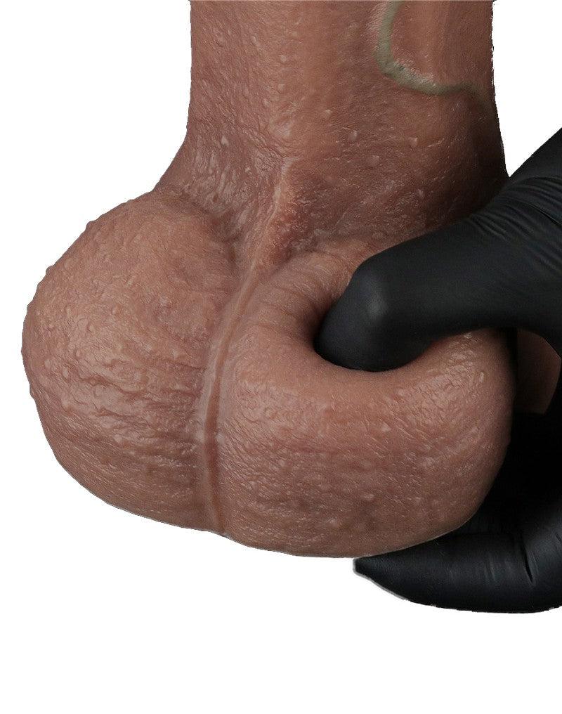 LoveToy - Gode en silicone double couche XXL - Longueur 28 cm - Diamètre 7,4 cm - Bruin-Laced-up.nl