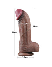 LoveToy - Gode en silicone double couche XXL - Longueur 28 cm - Diamètre 7,4 cm - Bruin-Laced-up.nl