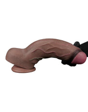 LoveToy - Dubbellaagse Siliconen Dildo XXL - Lengte 31 cm - Diameter 7.6 cm - Bruin-Erotiekvoordeel.nl
