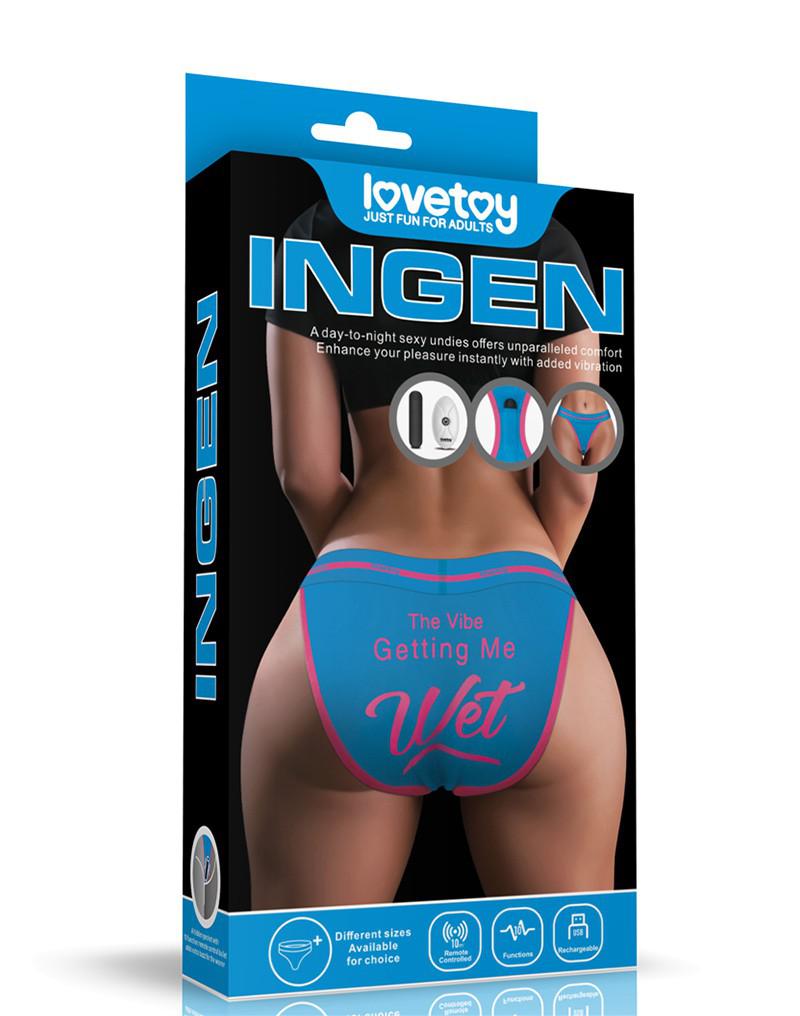 LoveToy - Getting me Wet - Bedrukt Vibrerend Sexy Slipje - Blauw-laced-up.nl