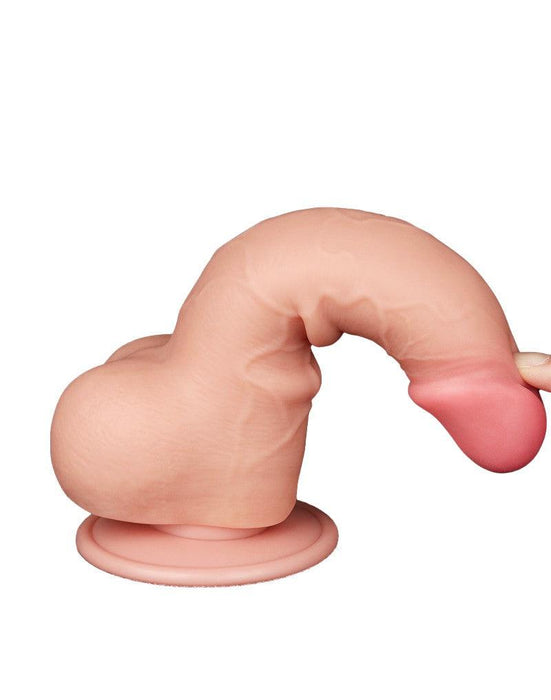 LoveToy - Glijdende Huid Dildo - Dubbellaags Dildo - Lengte 19.5 cm - Diameter 3.6 cm - Lichte huidskleur-Laced-up.nl
