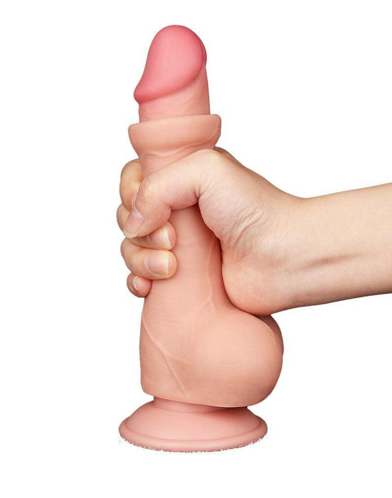 LoveToy - Glijdende Huid Dildo - Dubbellaags Dildo - Lengte 19.5 cm - Diameter 3.6 cm - Lichte huidskleur-Laced-up.nl