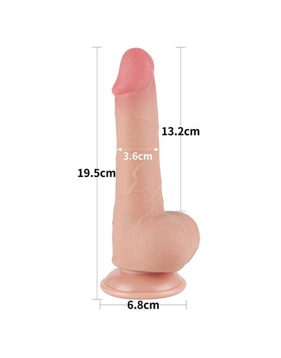LoveToy - Glijdende Huid Dildo - Dubbellaags Dildo - Lengte 19.5 cm - Diameter 3.6 cm - Lichte huidskleur-Laced-up.nl