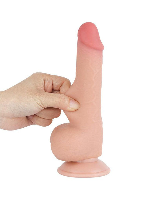 LoveToy - Glijdende Huid Dildo - Dubbellaags Dildo - Lengte 19.5 cm - Diameter 3.6 cm - Lichte huidskleur-Laced-up.nl