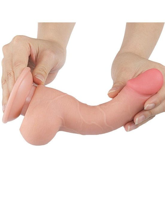 LoveToy - Glijdende Huid Dildo - Dubbellaags Dildo - Lengte 19.5 cm - Diameter 3.6 cm - Lichte huidskleur-Laced-up.nl