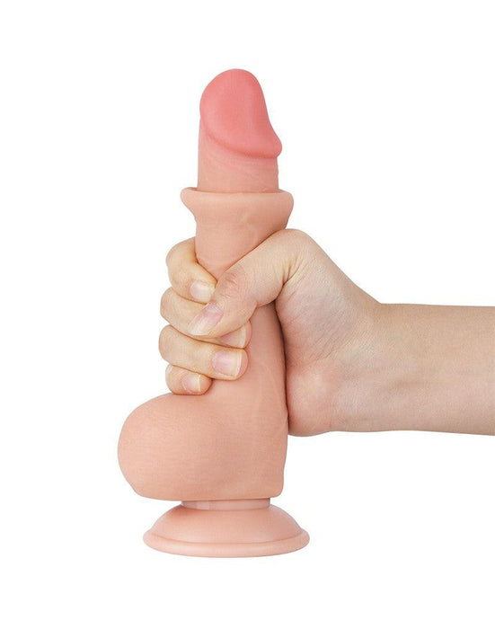 LoveToy - Glijdende Huid Dildo - Dubbellaags Dildo - Lengte 19.5 cm - Diameter 3.6 cm - Lichte huidskleur-Laced-up.nl