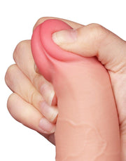 LoveToy - Glijdende Huid Dildo - Dubbellaags Dildo - Lengte 19.5 cm - Diameter 3.6 cm - Lichte huidskleur-Laced-up.nl