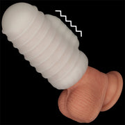 LoveToy - Knights Ring - Vibrerende Dual Purpose Sleeve - Golvend - Wit-Erotiekvoordeel.nl
