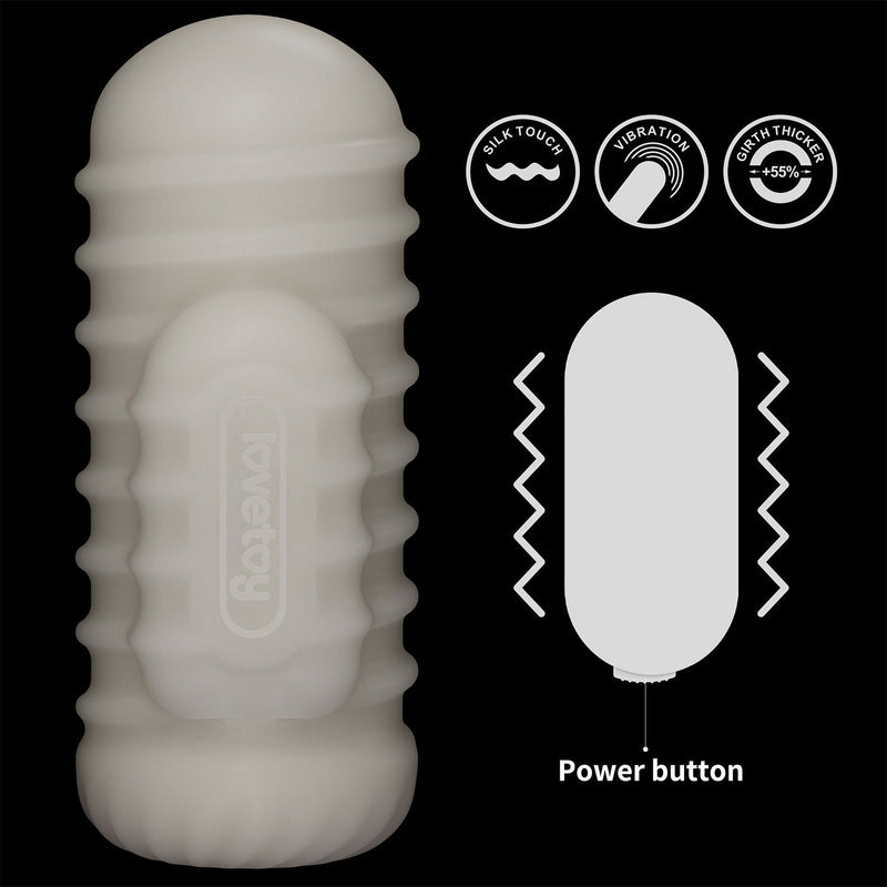 LoveToy - Knights Ring - Vibrerende Dual Purpose Sleeve - Golvend - Wit-Erotiekvoordeel.nl