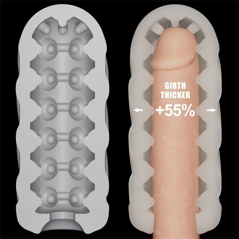 LoveToy - Knights Ring - Vibrerende Dual Purpose Sleeve - Spiraal - Wit-Erotiekvoordeel.nl