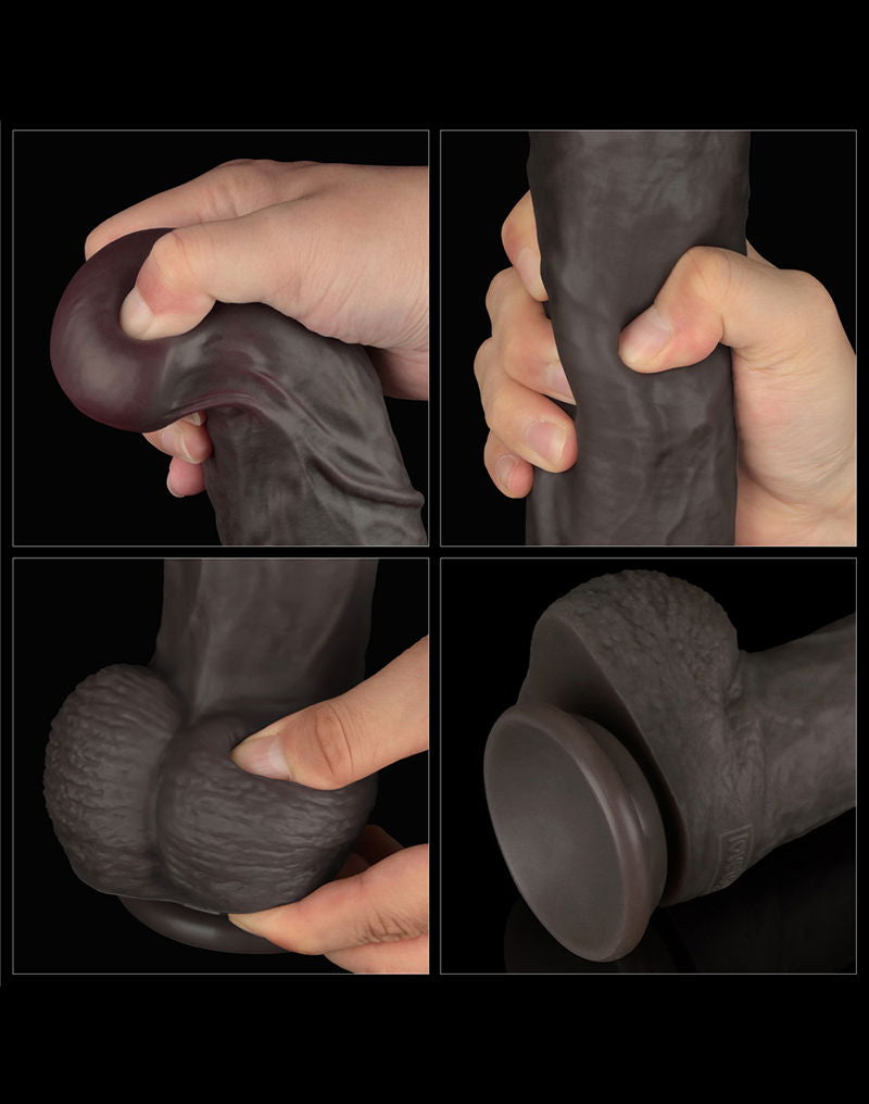 LoveToy - Nature Cock - Dubbellaags Buigbare XXL Dildo - 37,5 cm - Bruin-Erotiekvoordeel.nl