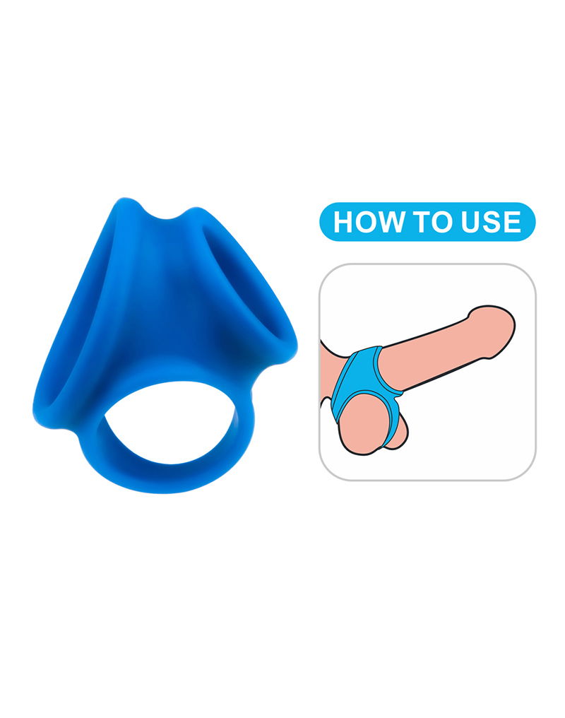 LoveToy - Pinnacle Pro - Trio Grip Enhancer Cockring - Blauw-Erotiekvoordeel.nl