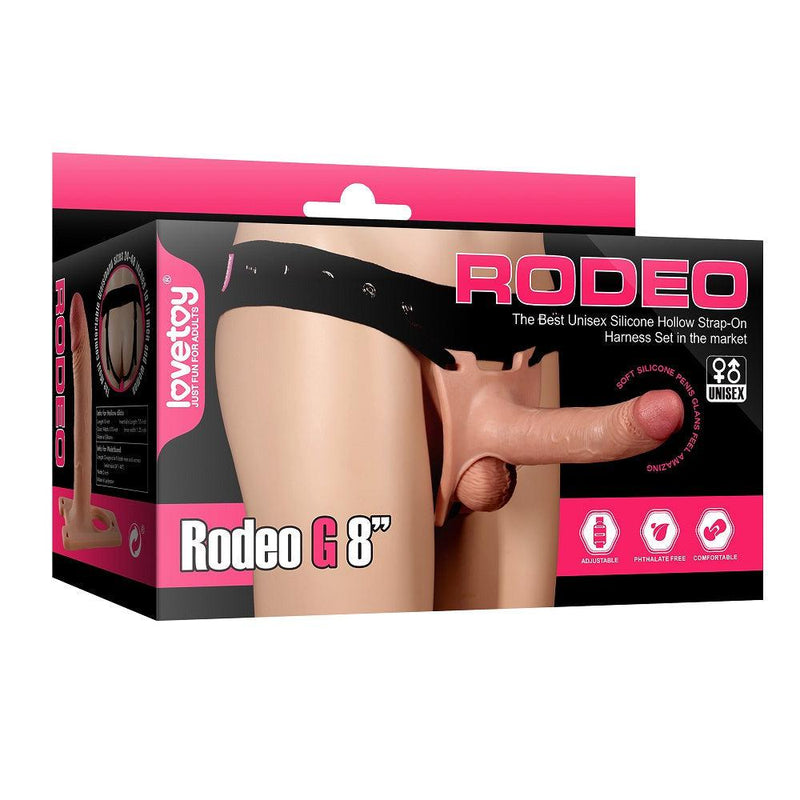 LoveToy - Rodeo G8 - Holle Strap-On Dildo - 20 cm - Lichte Huidskleur-Erotiekvoordeel.nl