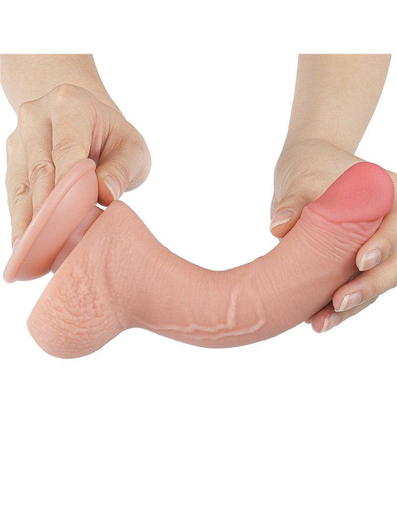 LoveToy - Gode « Sliding Skin » - Gode double couche - Longueur 19,5 cm - Diamètre 3,5 cm - Peau Claire - Laced-up.nl