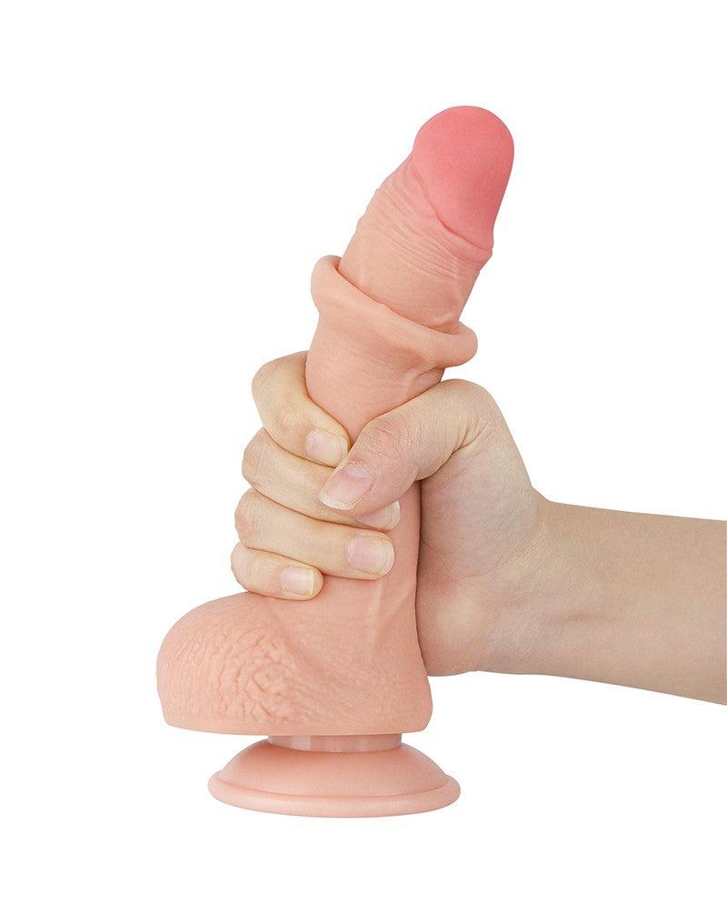 LoveToy - Gode « Sliding Skin » - Gode double couche - Longueur 19,5 cm - Diamètre 3,5 cm - Peau Claire - Laced-up.nl