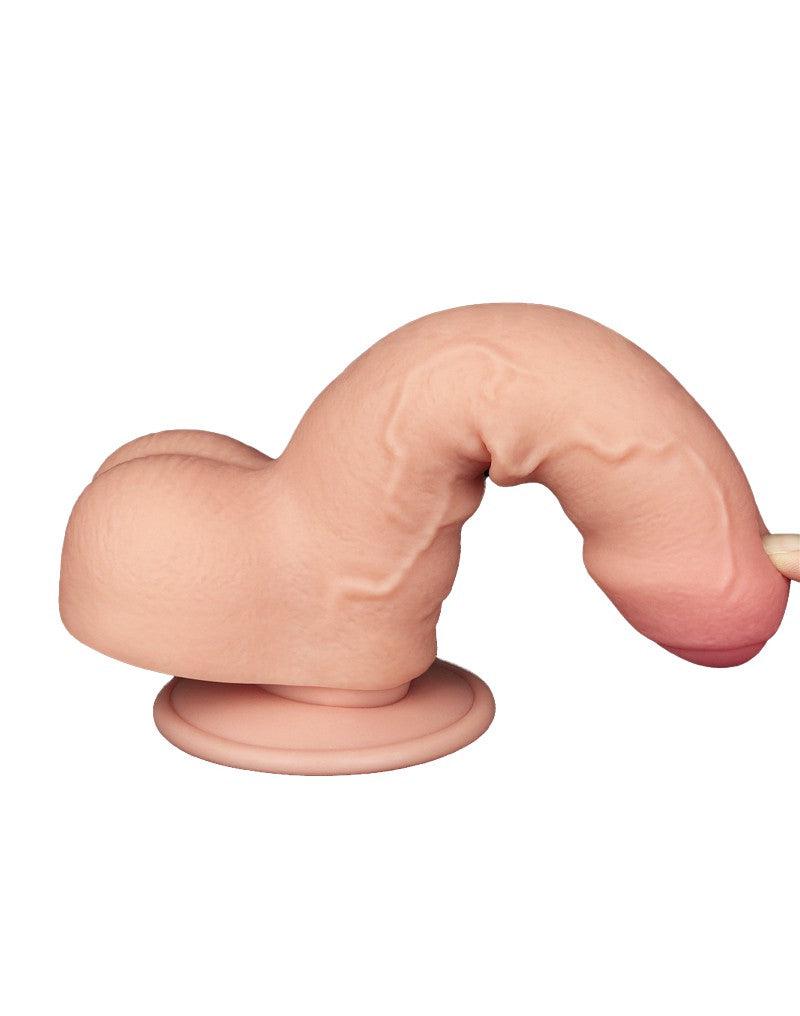 LoveToy - Gode « Sliding Skin » - Gode à double couche - Longueur 18,3 cm - Diamètre 3,5 cm - Peau Claire - Laced-up.nl