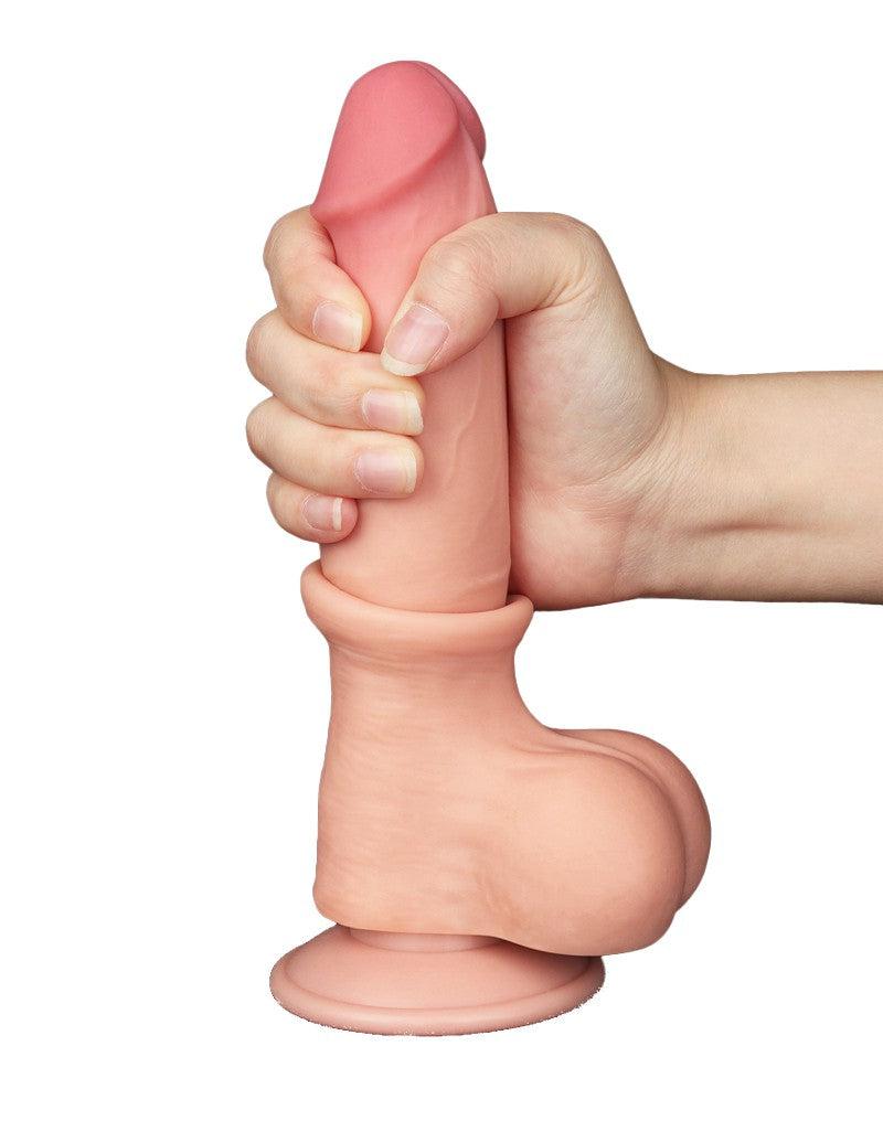LoveToy - Sliding Skin Dildo - Lengte 20 cm - Diameter 3.9 cm - Lichte Huidskleur-Erotiekvoordeel.nl