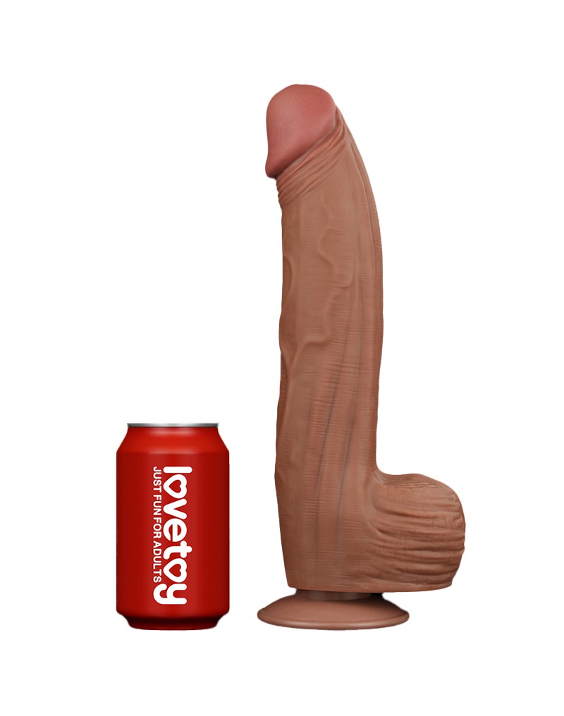 LoveToy - Sliding Skin Dildo - Lengte 31 cm - Bruin-Erotiekvoordeel.nl