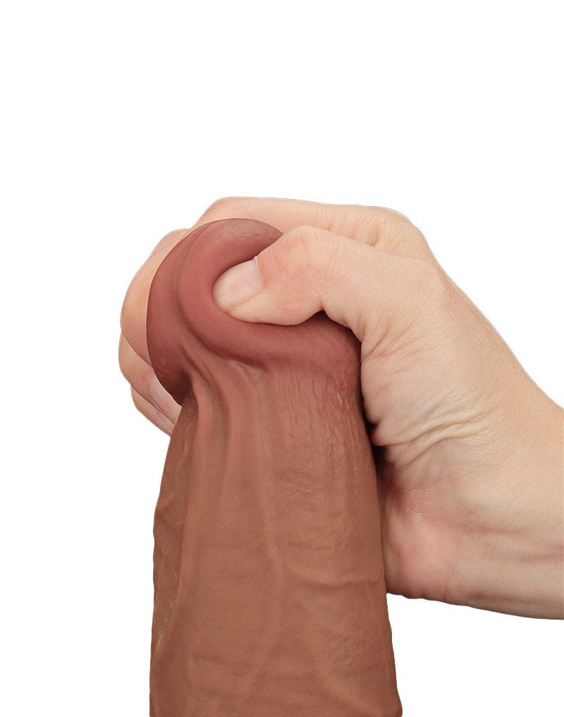 LoveToy - Sliding Skin Dildo - Lengte 34 cm - Bruin-Erotiekvoordeel.nl
