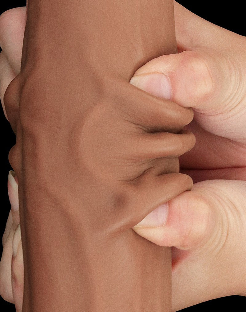 LoveToy - Sliding Skin Dildo - Lengte 34 cm - Bruin-Erotiekvoordeel.nl