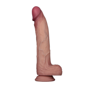 LoveToy - Sliding Skin Vibrerende Dildo Pro II - Met Afstandsbediening - 25 cm - Lichte Huidskleur-Erotiekvoordeel.nl