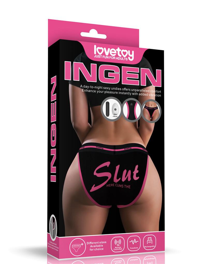 LoveToy - Slut - Bedrukt Vibrerend Sexy Slipje - Zwart-laced-up.nl