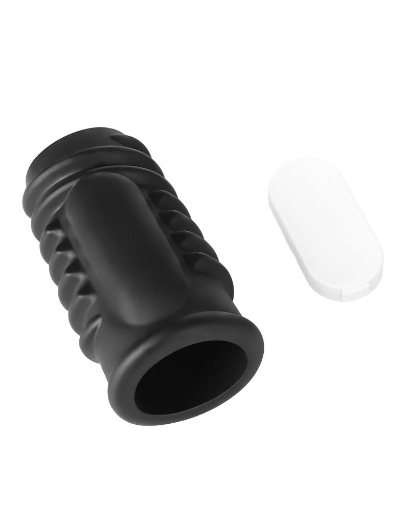LoveToy - Spiral Knights Ring - Vibrerende Penis Sleeve - Ø 3,7 cm - Zwart-Erotiekvoordeel.nl