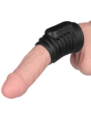 LoveToy - Spiral Knights Ring - Vibrerende Penis Sleeve - Ø 3,7 cm - Zwart-Erotiekvoordeel.nl