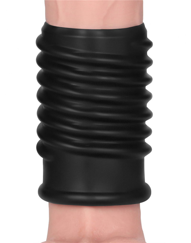 LoveToy - Spiral Knights Ring - Vibrerende Penis Sleeve - Ø 3,7 cm - Zwart-Erotiekvoordeel.nl