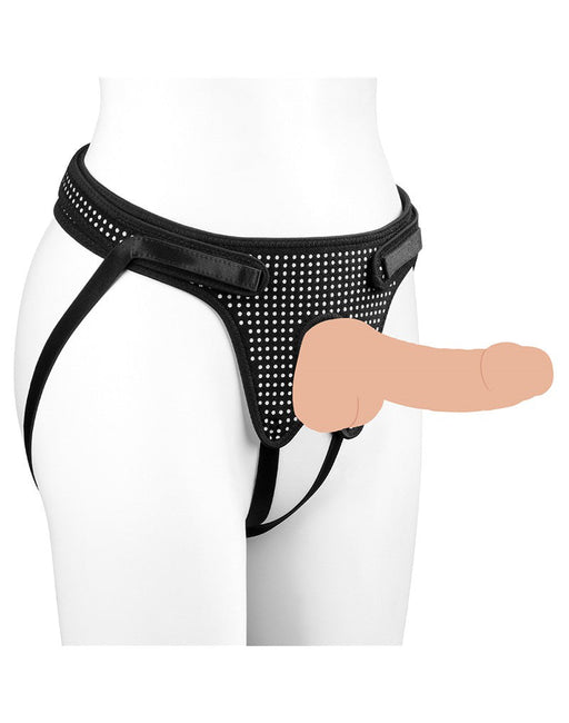 LoveToy - Strap-on Harnas - Verstelbaar Easy Strap-on Harnas - Zonder Dildo - Zwart & Wit-Laced-up.nl