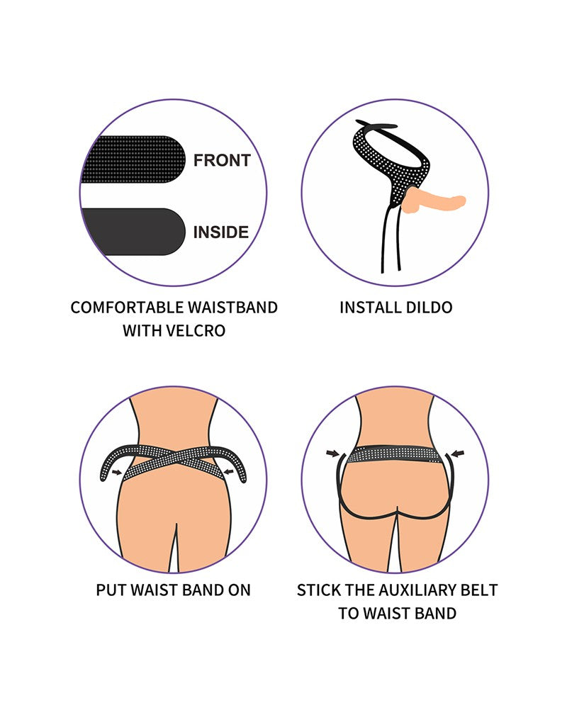 LoveToy - Strap-on Harnas - Verstelbaar Easy Strap-on Harnas - Zonder Dildo - Zwart & Wit-Laced-up.nl