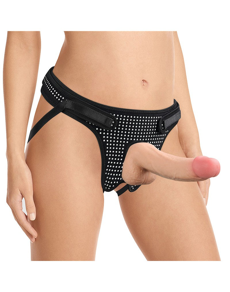 LoveToy - Strap-on Harnas - Verstelbaar Easy Strap-on Harnas - Zonder Dildo - Zwart & Wit-Laced-up.nl