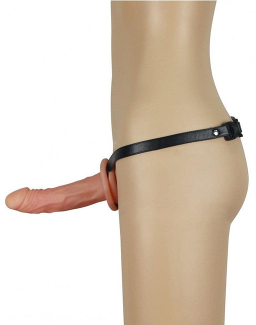 LoveToy - Unisex Holle Strap-on Dildo Met Harnas - 16,5 cm - Lichte Huidskleur-Erotiekvoordeel.nl