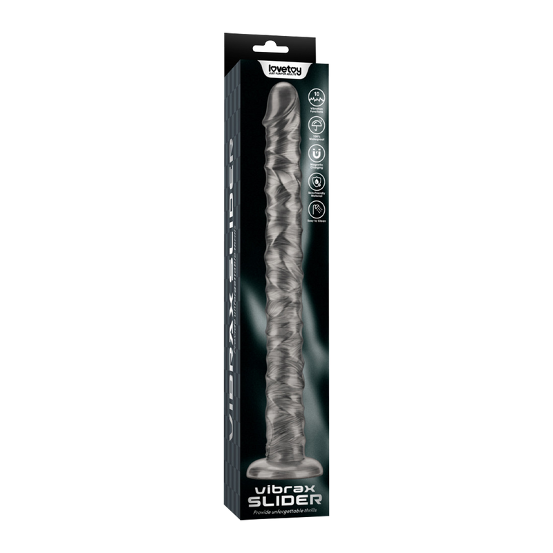 LoveToy - Vibrax Slider - Lange Vibrerende Anaal Dildo - 40,5 cm - Zilver-Erotiekvoordeel.nl