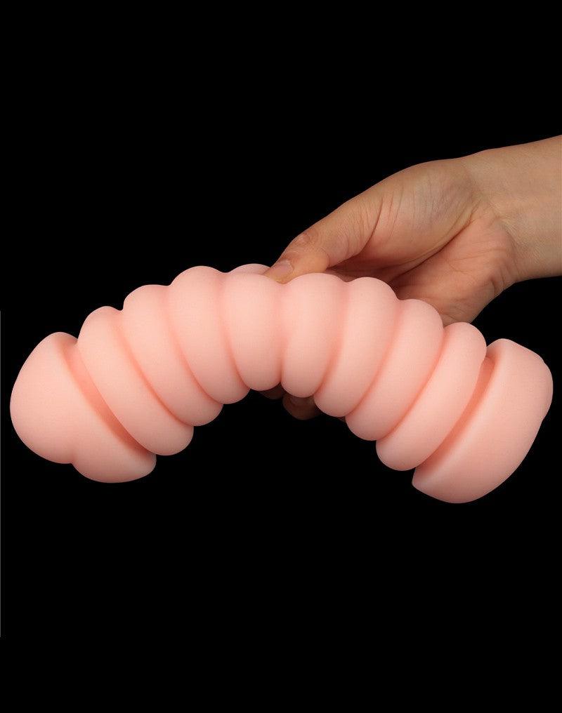 LoveToy - Virgin-Skin Blowout - Dubbelzijdige Stroker Masturbator - Vagina en Ass - Lichte Huidskleur-Erotiekvoordeel.nl
