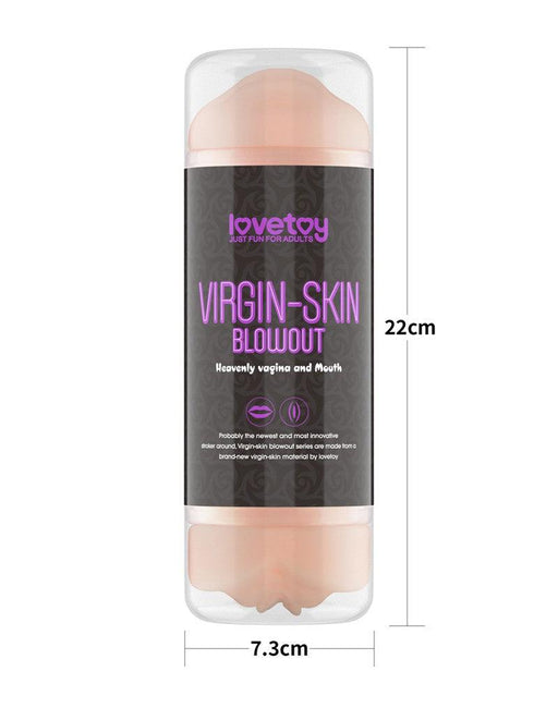LoveToy - Virgin-Skin Blowout - Dubbelzijdige Stroker Masturbator - Vagina en Mond - Lichte Huidskleur-Erotiekvoordeel.nl