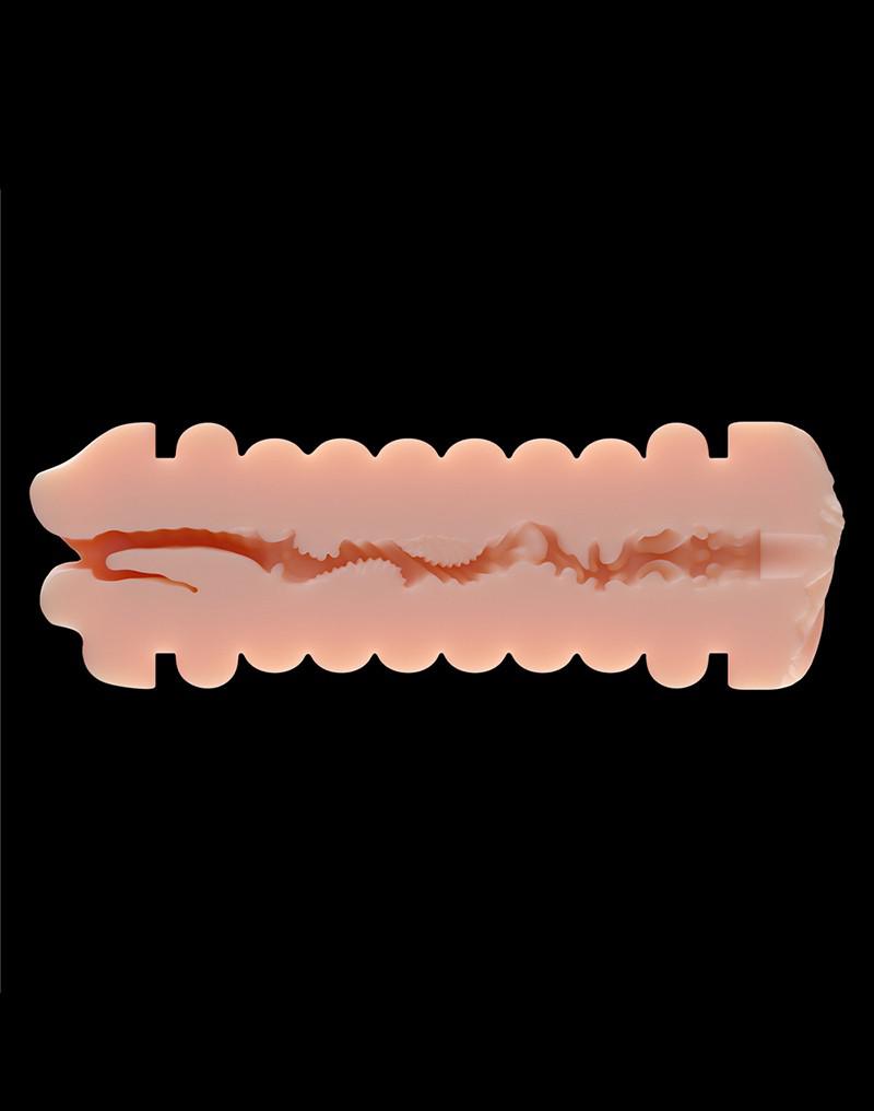LoveToy - Virgin-Skin Blowout - Dubbelzijdige Stroker Masturbator - Vagina en Mond - Lichte Huidskleur-Erotiekvoordeel.nl