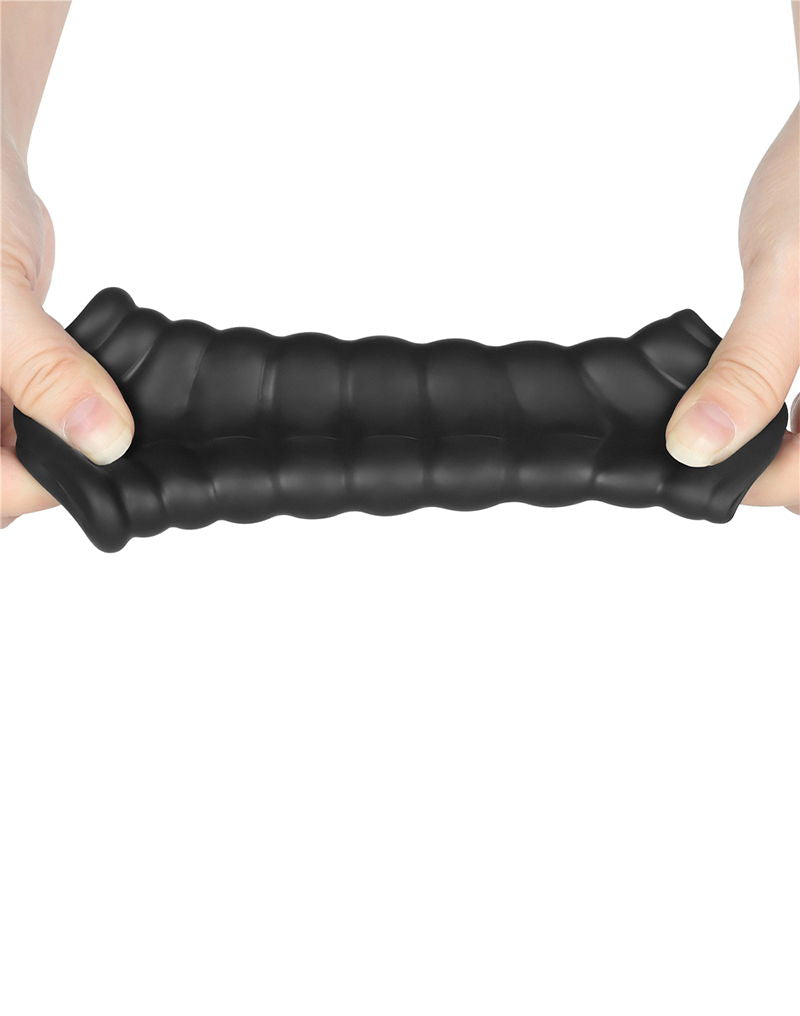 LoveToy - Wave Knights Ring - Vibrerende Penis Sleeve - Ø 3,7 cm - Zwart-Erotiekvoordeel.nl