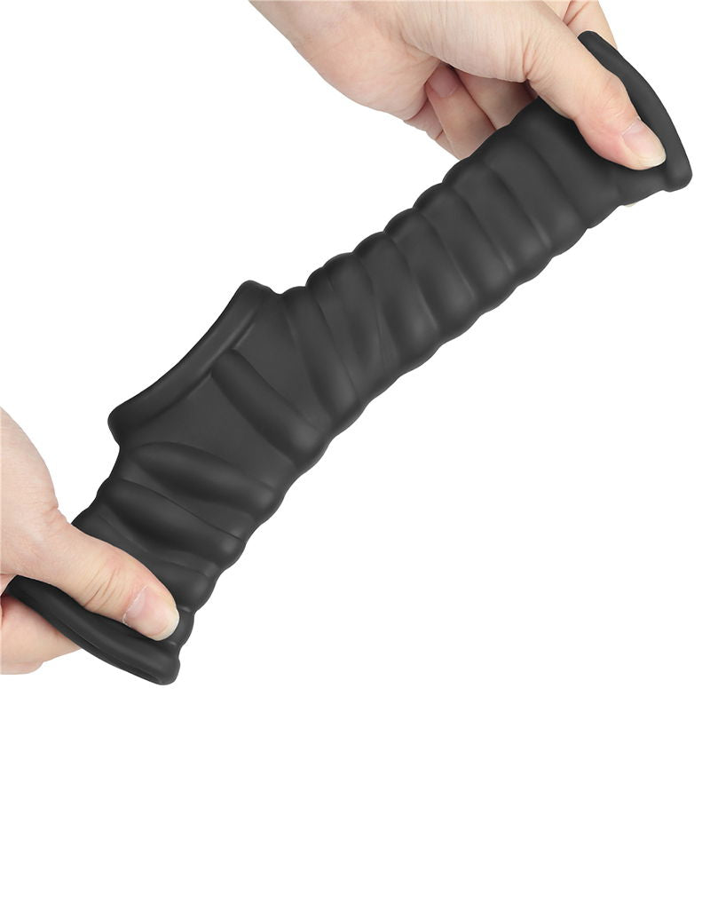 LoveToy - Wave Knights Ring - Vibrerende Penis en Scrotum Sleeve - Ø 2,8 cm - Zwart-Erotiekvoordeel.nl