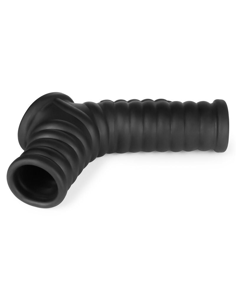 LoveToy - Wave Knights Ring - Vibrerende Penis en Scrotum Sleeve - Ø 2,8 cm - Zwart-Erotiekvoordeel.nl